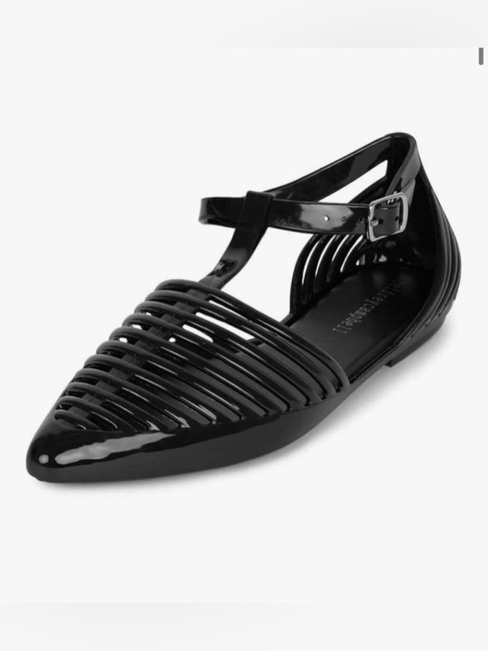 Jeffrey Campbell Black Strappy Pointed Jelly Flat w Ankle Buckle 9 Minimalist